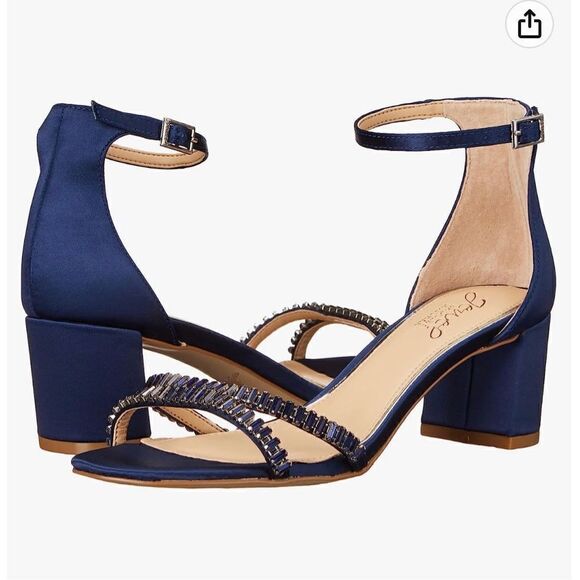 Jewel Badgley Mischka Navy Blue Heels - Picture 1 of 7